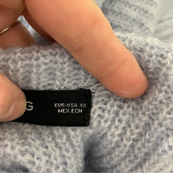 MNG Mango Mock Neck Oversized Pullover Sweater Size XS Light Lavender Ribbed - Picture 12 of 17